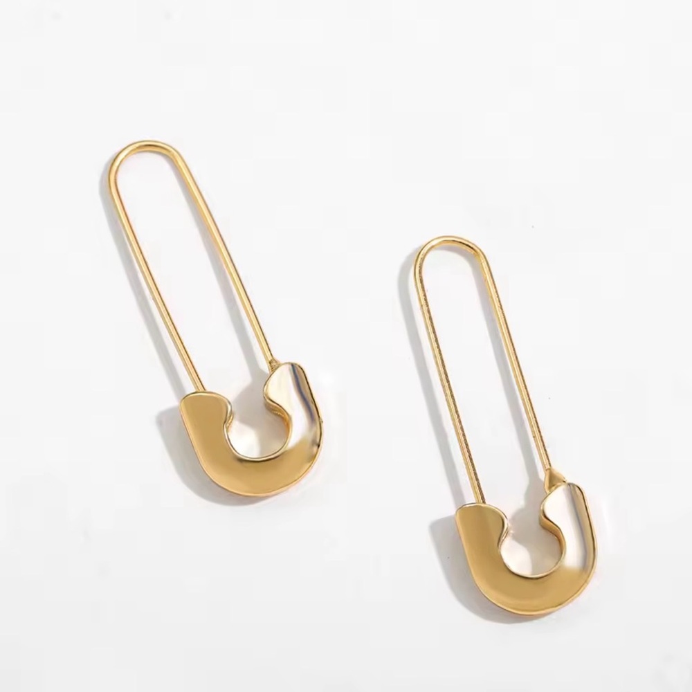 Gold Safety Pin Earrings